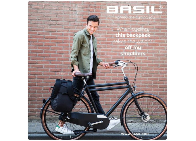 Basil Flex bicycle backpack, 17L, forest green