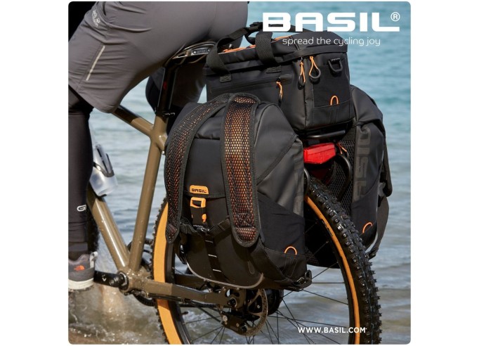 Basil Miles Tarpaulin trunkbag, 7L, black orange