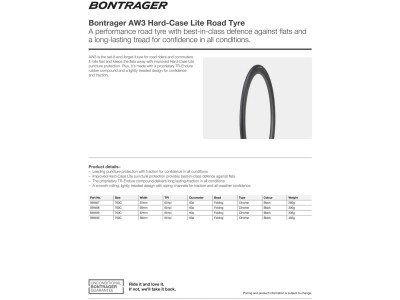 Bontrager AW3 Hard-Case Road Tyre, Black 700C