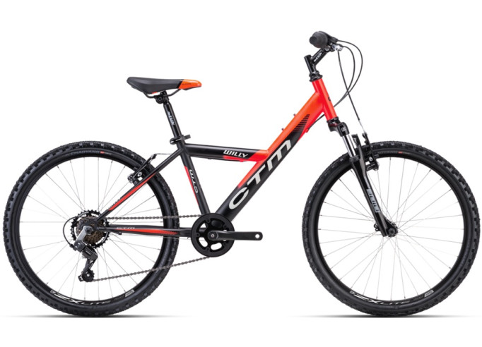 Kids bicycle CTM WILLY matt black/matt neon red